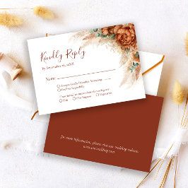 Elegant Calligraphy Romantic Floral Boho Wedding 出欠カード