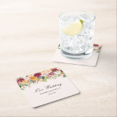 Elegant Calligraphy Rose Garden Floral Wedding スクエアペーパーコースター (インサイチュ)