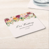 Elegant Calligraphy Rose Garden Floral Wedding スクエアペーパーコースター (アングル)