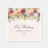 Elegant Calligraphy Rose Garden Floral Wedding スタンダードカクテルナプキン (正面)