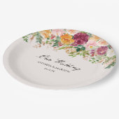 Elegant Calligraphy Rose Garden Floral Wedding ペーパープレート (アングル)