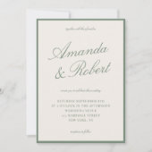 Elegant Calligraphy Sage Green Old Money Wedding 招待状 (正面)