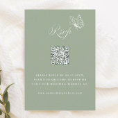 Elegant Calligraphy Sage Green Wedding QR Code 出欠カード