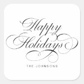 Elegant Calligraphy Script Christmas Holiday スクエアシール (正面)
