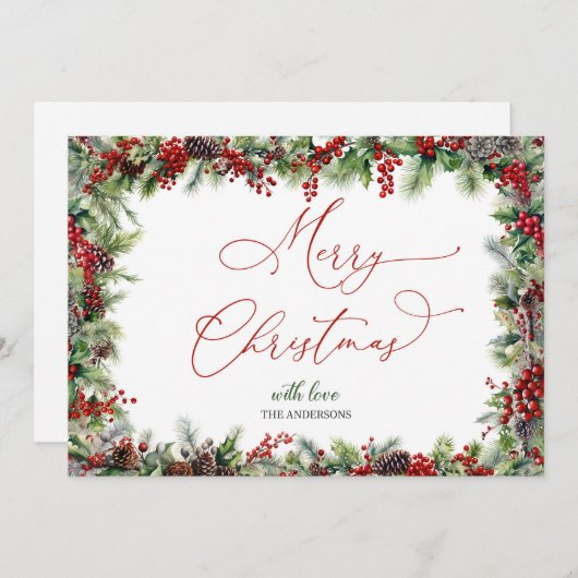 Elegant calligraphy script Merry Christmas シーズンカード (正面/裏面)