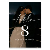 Elegant Calligraphy Script Modern Photo Wedding テーブルナンバー (正面)