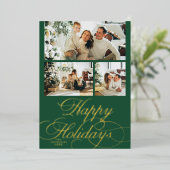 Elegant Calligraphy Script Photo Christmas Card 箔シーズンカード (立ち正面)