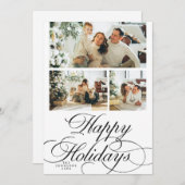 Elegant Calligraphy Script Photo Collage Christmas シーズンカード (正面/裏面)