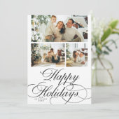 Elegant Calligraphy Script Photo Collage Christmas シーズンカード (スタンド正面)