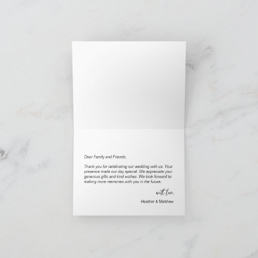 Elegant Calligraphy Script Photo Wedding サンキューカード (内部)