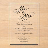 Elegant Calligraphy Script Wedding  アクリル招待状 (正面)