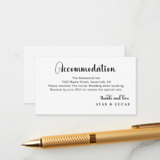 Elegant Calligraphy Script Wedding Accommodations エンクロージャーカード