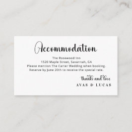 Elegant Calligraphy Script Wedding Accommodations エンクロージャーカード