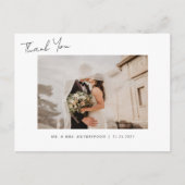 Elegant Calligraphy Script Wedding Photo Thank You ポストカード (正面)
