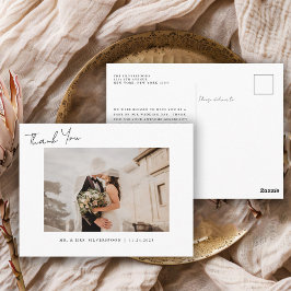 Elegant Calligraphy Script Wedding Photo Thank You ポストカード