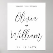 Elegant Calligraphy Script Wedding Welcome Sign ポスター (正面)