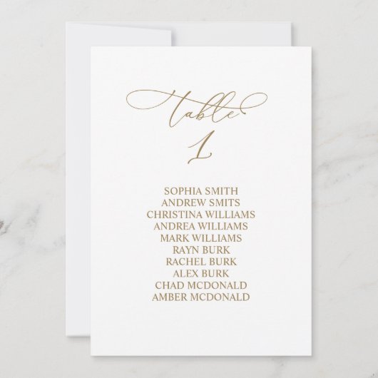 Elegant Calligraphy Table Number 1 Seating Chart 招待状 (裏面)