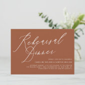 Elegant Calligraphy Terracotta Rehearsal Dinner 招待状 (スタンド正面)