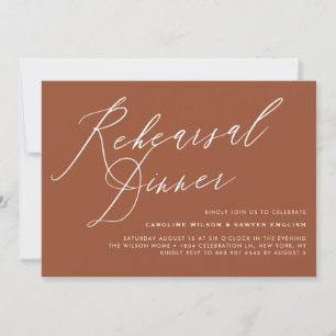Elegant Calligraphy Terracotta Rehearsal Dinner 招待状