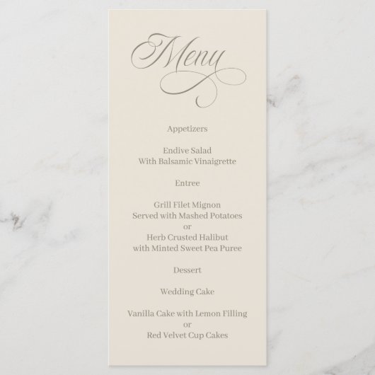 Elegant Calligraphy Tuscan Villa Menu メニュー (正面)