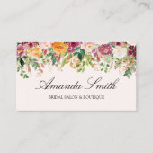 Elegant Calligraphy Watercolor Rose Floral QR Code 名刺 (正面)