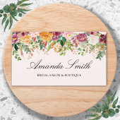 Elegant Calligraphy Watercolor Rose Floral QR Code 名刺