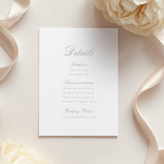 Elegant Calligraphy Wedding Details Card エンクロージャーカード