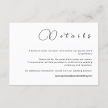 Elegant Calligraphy Wedding Details Card