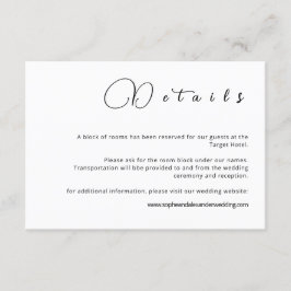 Elegant Calligraphy Wedding Details Card エンクロージャーカード