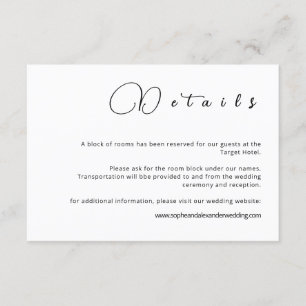 Elegant Calligraphy Wedding Details Card エンクロージャーカード