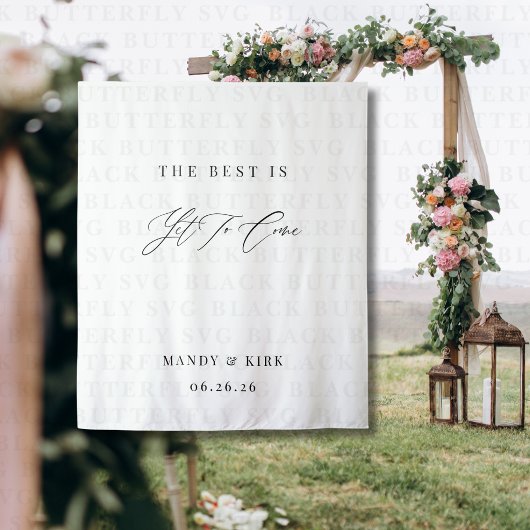 Elegant Calligraphy Wedding photo backdrop banner タペストリー