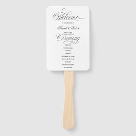 Elegant Calligraphy Wedding Program Hand Fan ハンドファン