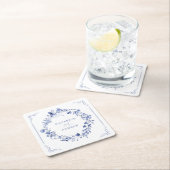 Elegant Calligraphy Wreath Wedding Reception スクエアペーパーコースター (インサイチュ)