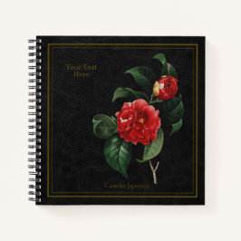 Elegant Camellia Japonica Black Notebook ノートブック