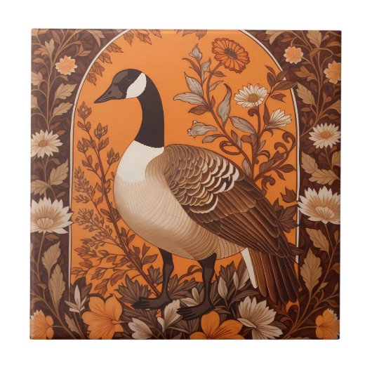 Elegant Canadian Goose William Morris Inspired タイル (正面)