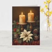 Elegant candle Christmas holly pine warm festive  カード (黄色い花)