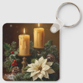 Elegant candle Christmas holly pine warm festive  キーホルダー (裏面)