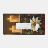 Elegant candle Christmas holly pine warm festive  デスクマット (キーボード&マウス)