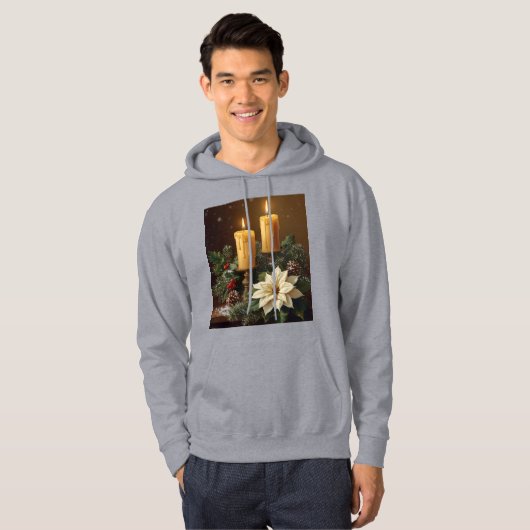 Elegant candle christmas holly pine warm festive  パーカ (正面フル)