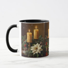 Elegant candle Christmas holly pine warm festive  マグカップ