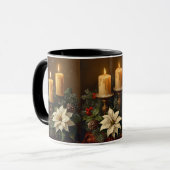 Elegant candle Christmas holly pine warm festive  マグカップ (正面左)