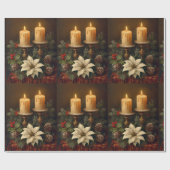 Elegant candle Christmas holly pine warm festive  ラッピングペーパー (フラット)