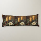 Elegant candle holly pine warm festive Christmas ボディピロー (裏面)