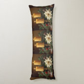 Elegant candle holly pine warm festive Christmas ボディピロー (裏面 (縦))