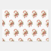 Elegant Candy Cane with Red Bow Set of 3 Christmas ラッピングペーパーシート (正面2)