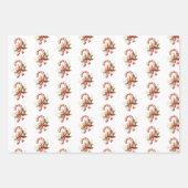 Elegant Candy Cane with Red Bow Set of 3 Christmas ラッピングペーパーシート (正面)