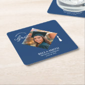 Elegant Cap Topper Custom Graduate Photo Keepsake  スクエアペーパーコースター (アングル)