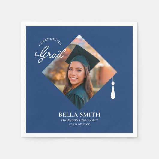 Elegant Cap Topper Custom Graduate Photo Keepsake スタンダードカクテルナプキン (正面)
