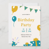 elegant card for birthday invitation  招待状 (正面)