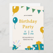 elegant card for birthday invitation  招待状 (正面/裏面)